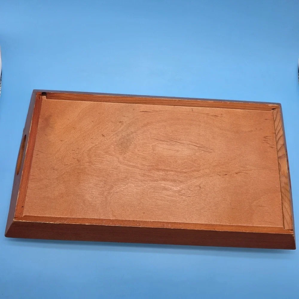 Vintage Wooden Tray Rooster Pulling Cart Farmhouse